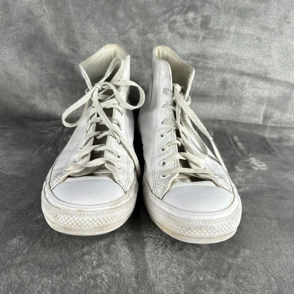 Converse Chuck Taylor All Star High Top White Leather Mens 9.5 Womens 11.5 1T406
